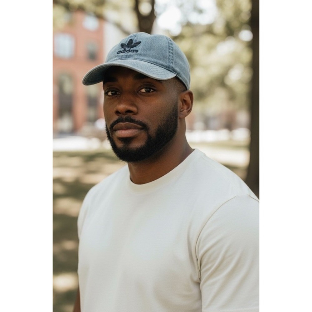 Adidas Trefoil Distressed Denim Strapback Embroidered Logo Stone Washed Dad Hat‎